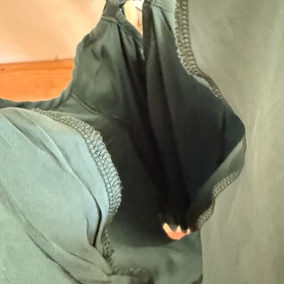 Dark Green Silky Cowl Neck Spaghetti Strap Open Back Midi Dress - Picture 9 of 11